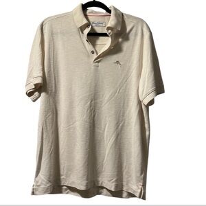 Tommy Bahama Polo Shirt Mens XL cream Short Sleeve Beach business casual golf
